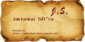 Jablonkai Sára névjegykártya