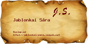 Jablonkai Sára névjegykártya