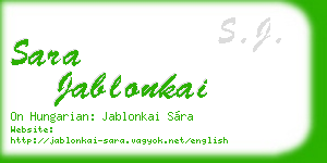 sara jablonkai business card